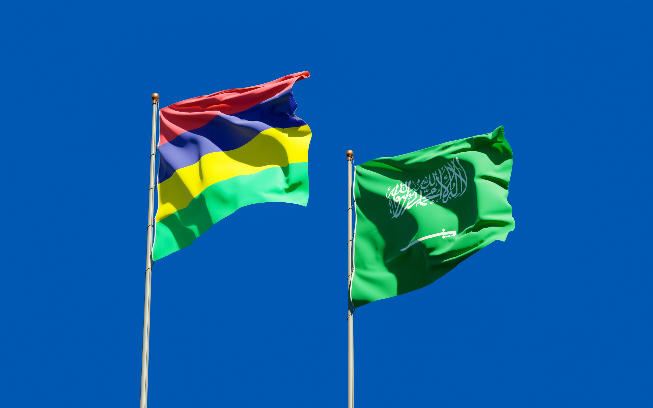  Saudi Arabia and Mauritius Flag Together