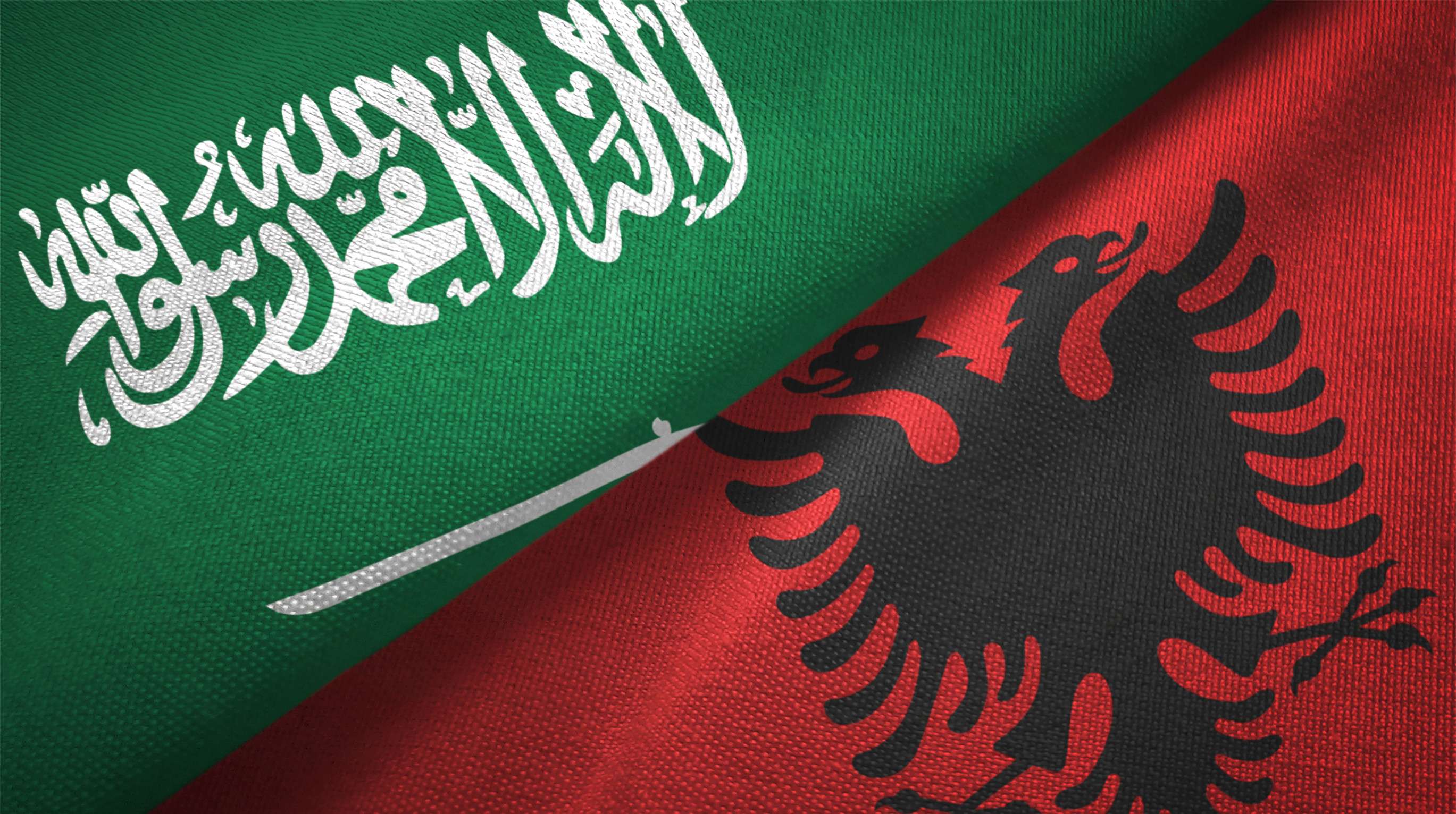 Saudi And Albania Flags Together Saudi And Albania Flags Together