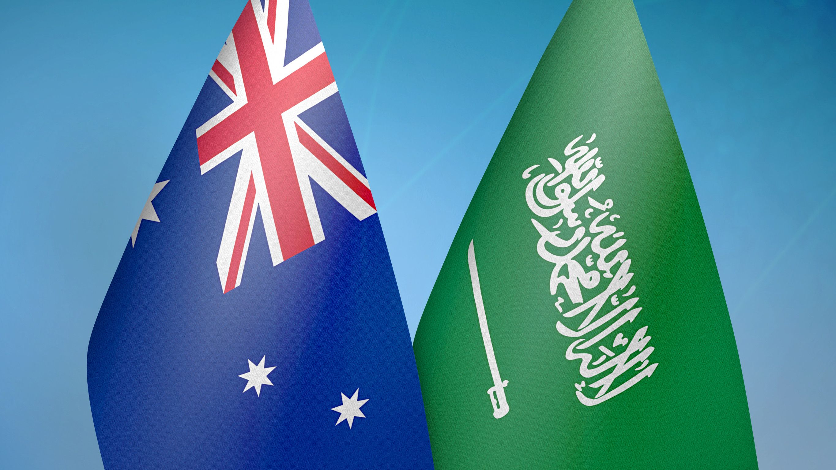 Saudi And Australian Flags Together Saudi And Australian Flags Together