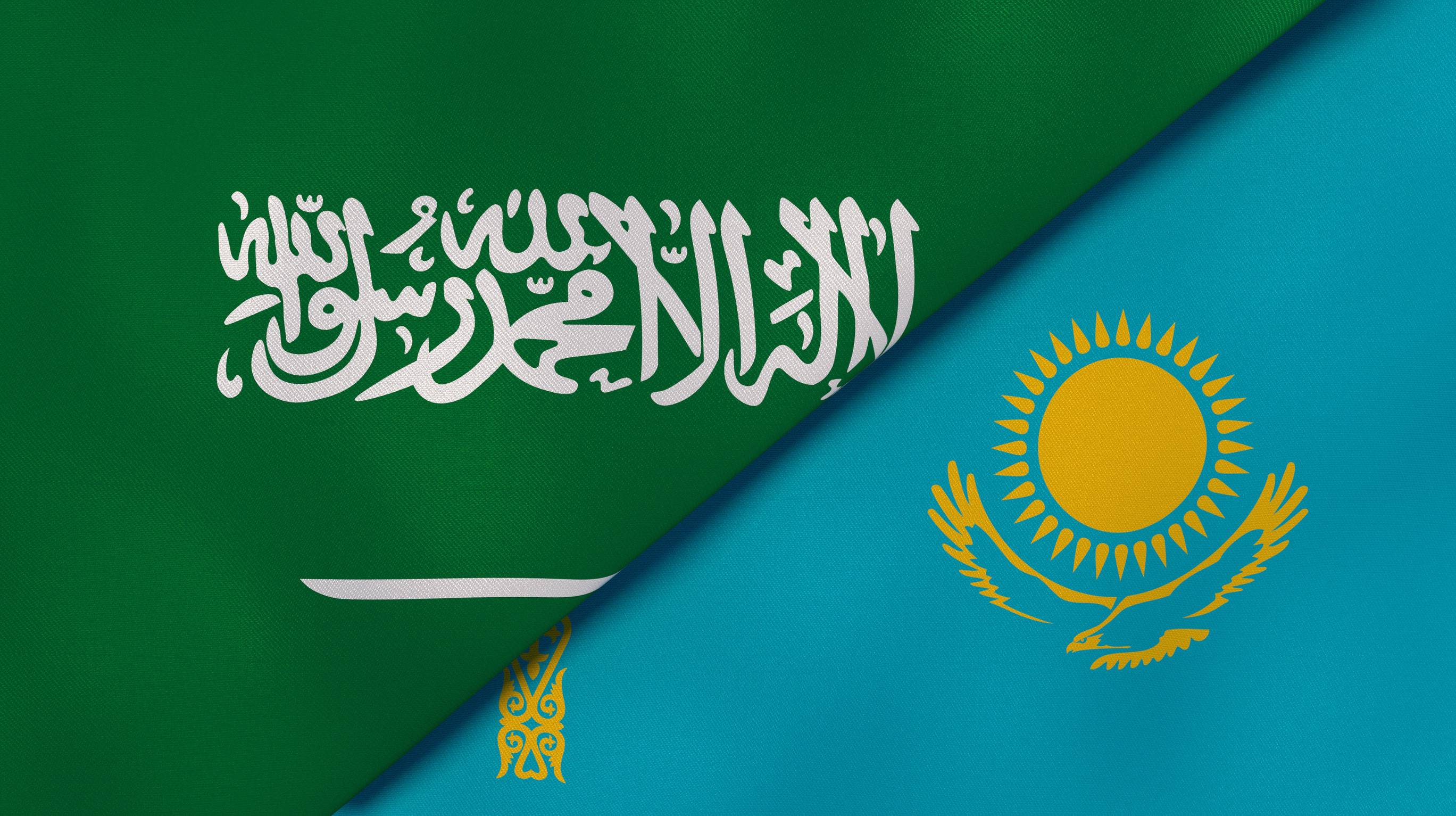 Saudi and Kazakhstan flags together
