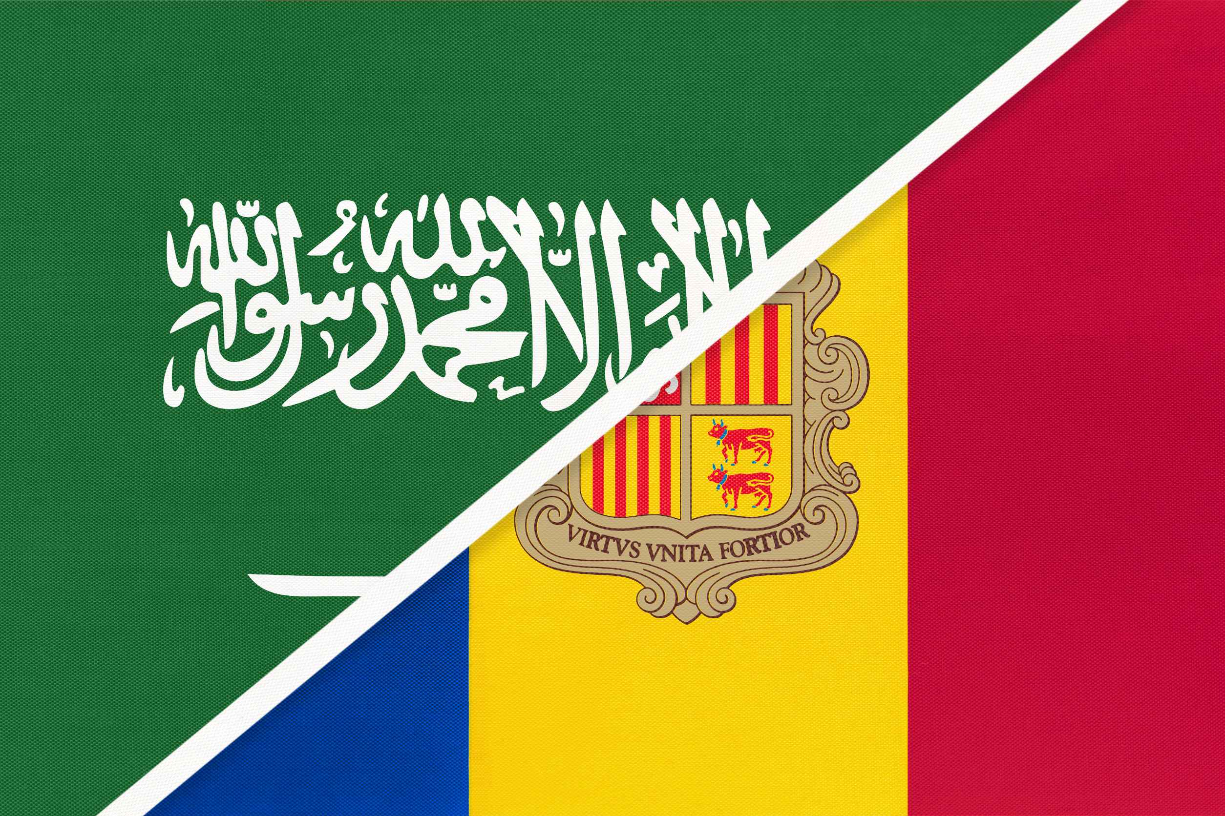 Saudi Arabia And Andorra Flag Together Saudi Arabia And Andorra Flag Together