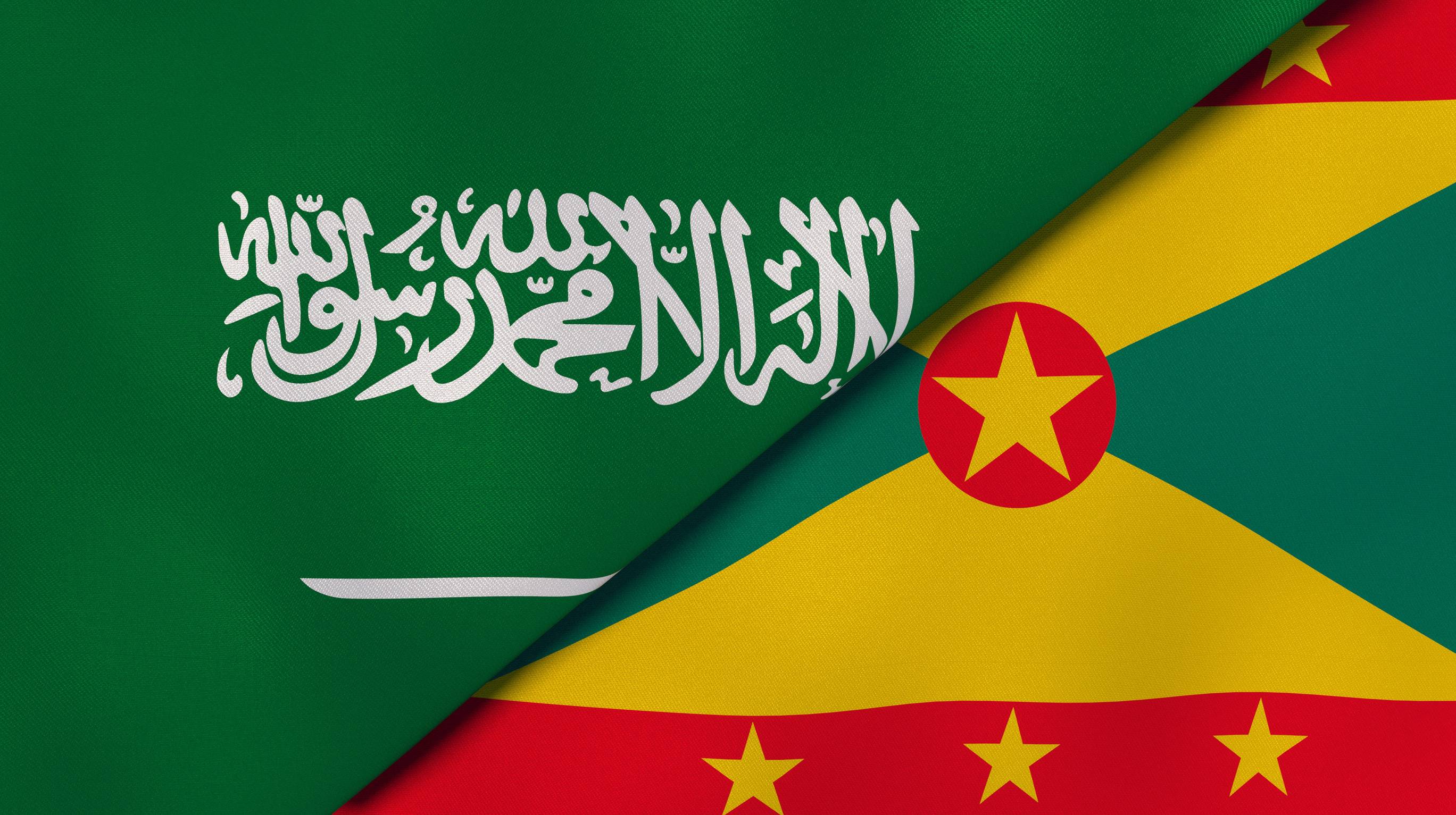 Saudi Arabia And Grenada Flags Overlapping Saudi Arabia And Grenada Flags Overlapping