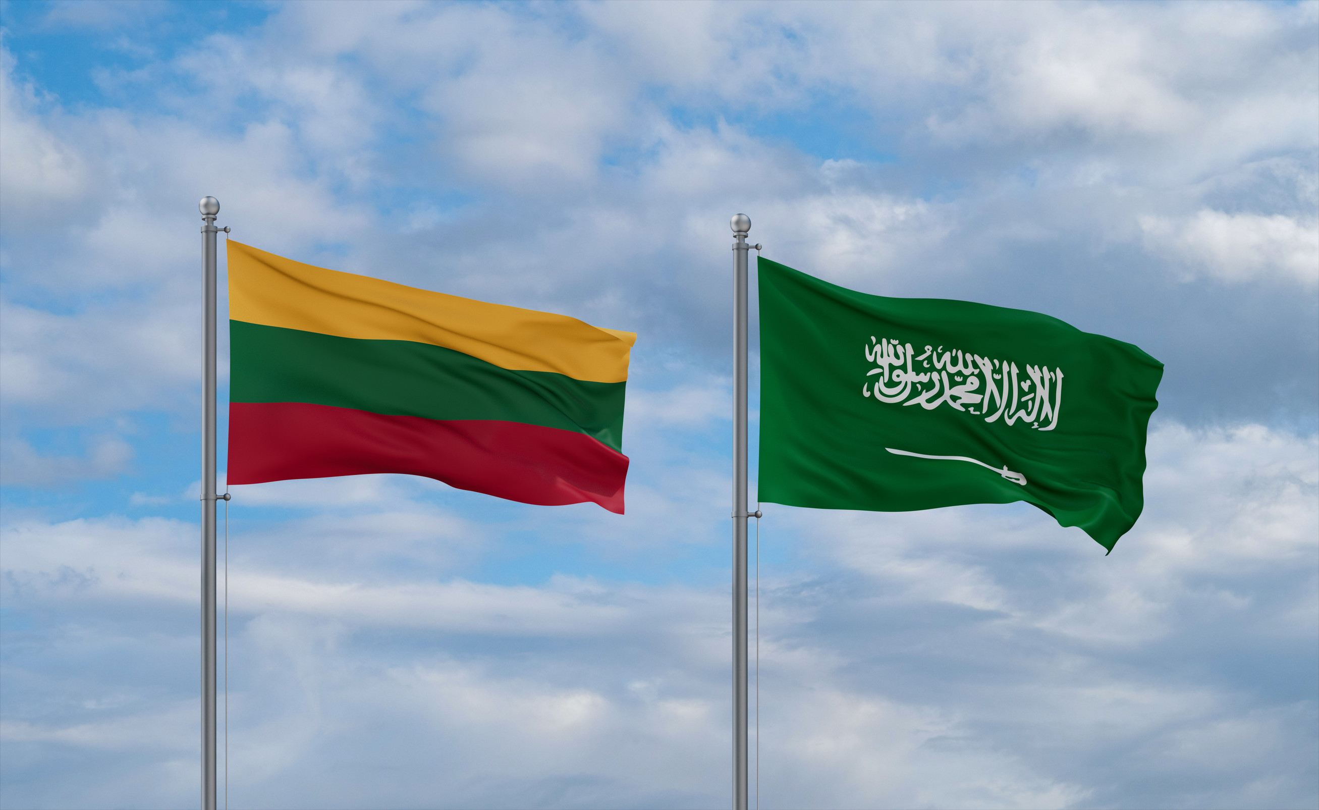  Saudi Arabia and Lithuanian Flag Together