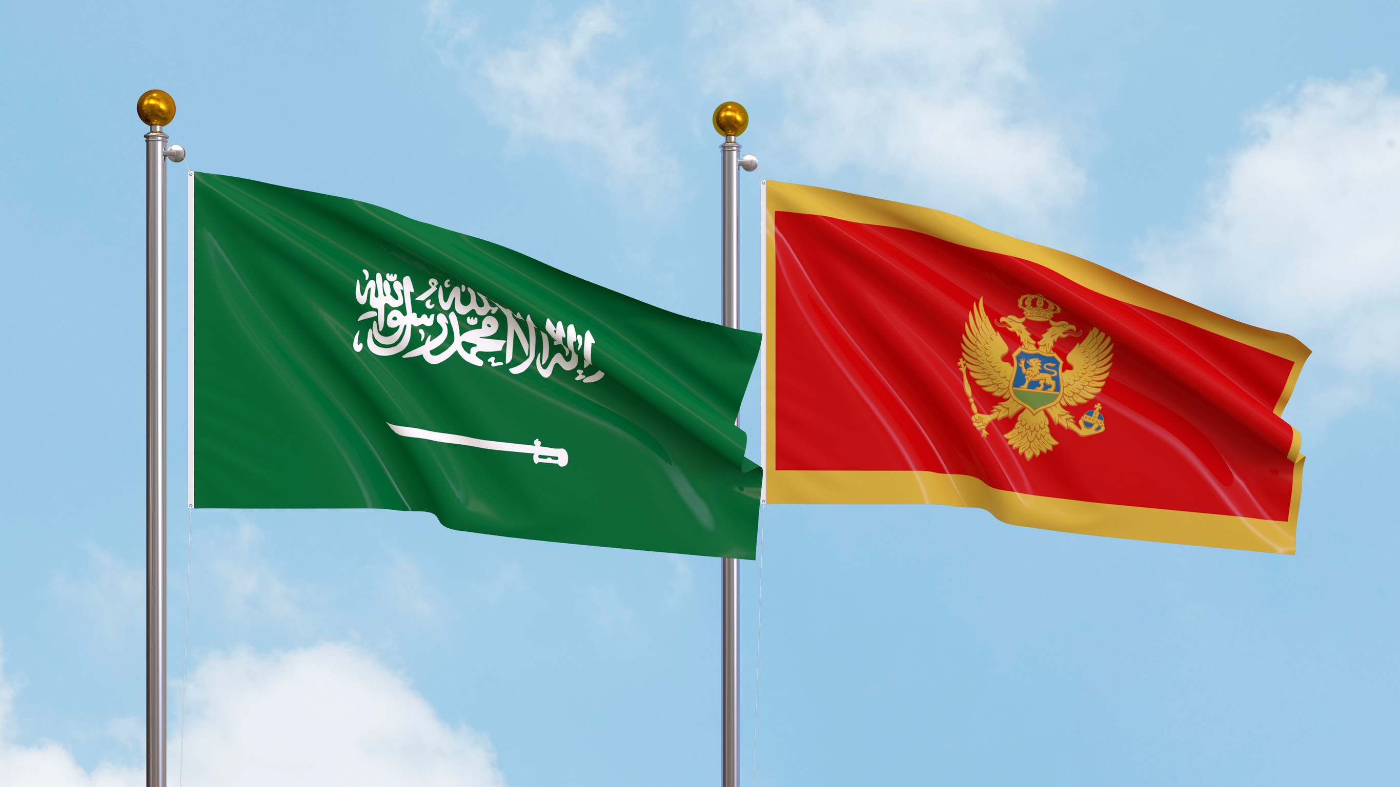  Saudi Arabia and Montenegro Flag Together