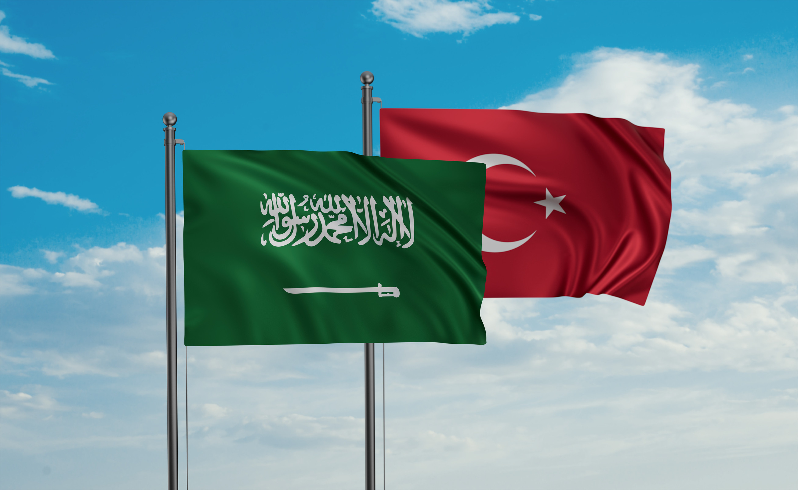  Saudi Arabia and Turkey Flags Together